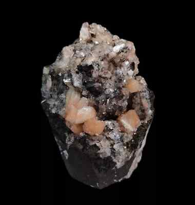 115g Natural Orange Stilbite Cluster & Little Shiny Heulandite Crystals Minerals