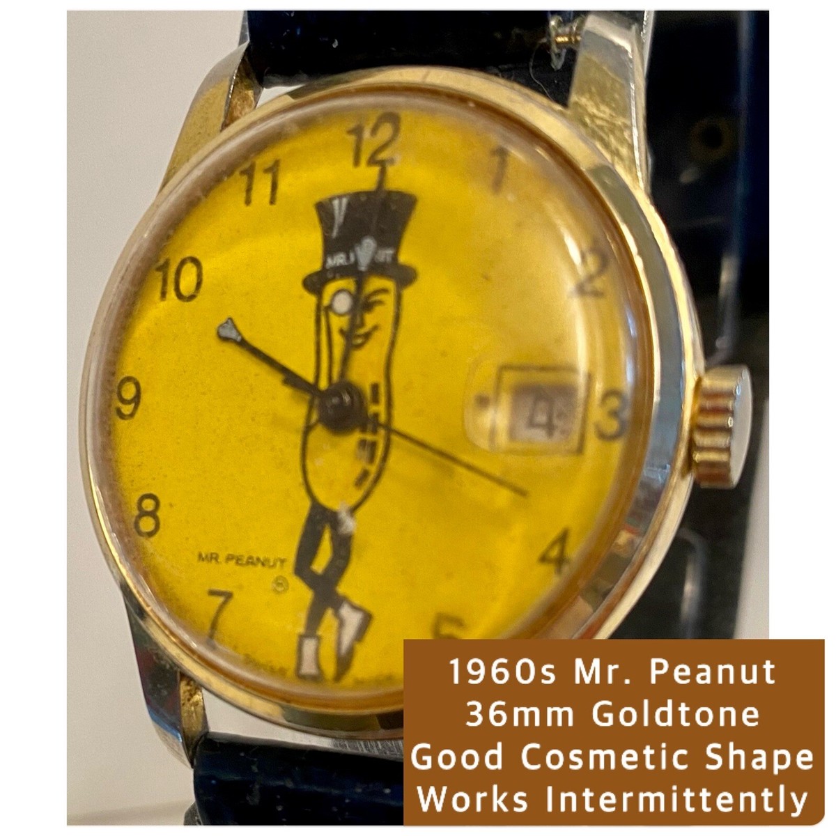 1960s Mr. Peanut 36mm Swiss Made mechanical Mens Watch_Does NOT 