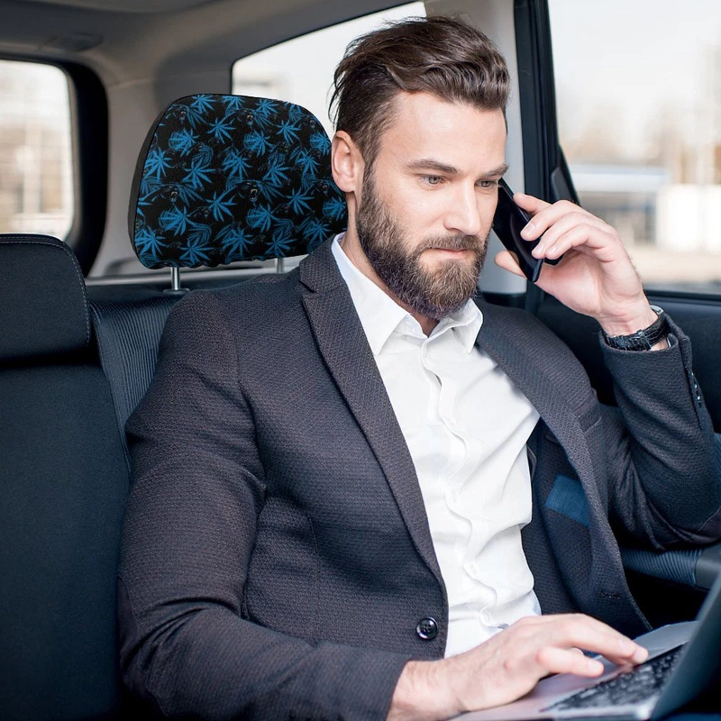 Carolina Panthers Two Car Headrest Covers, Hawaiian Print Style