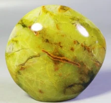 139g  Natural Polished Green Opal Pattern Quartz Crystal Stone Upstand free-form