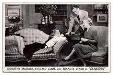 Dorthy McGuire Donald Cook Frances Starr In Claudia Movie Review Postcard