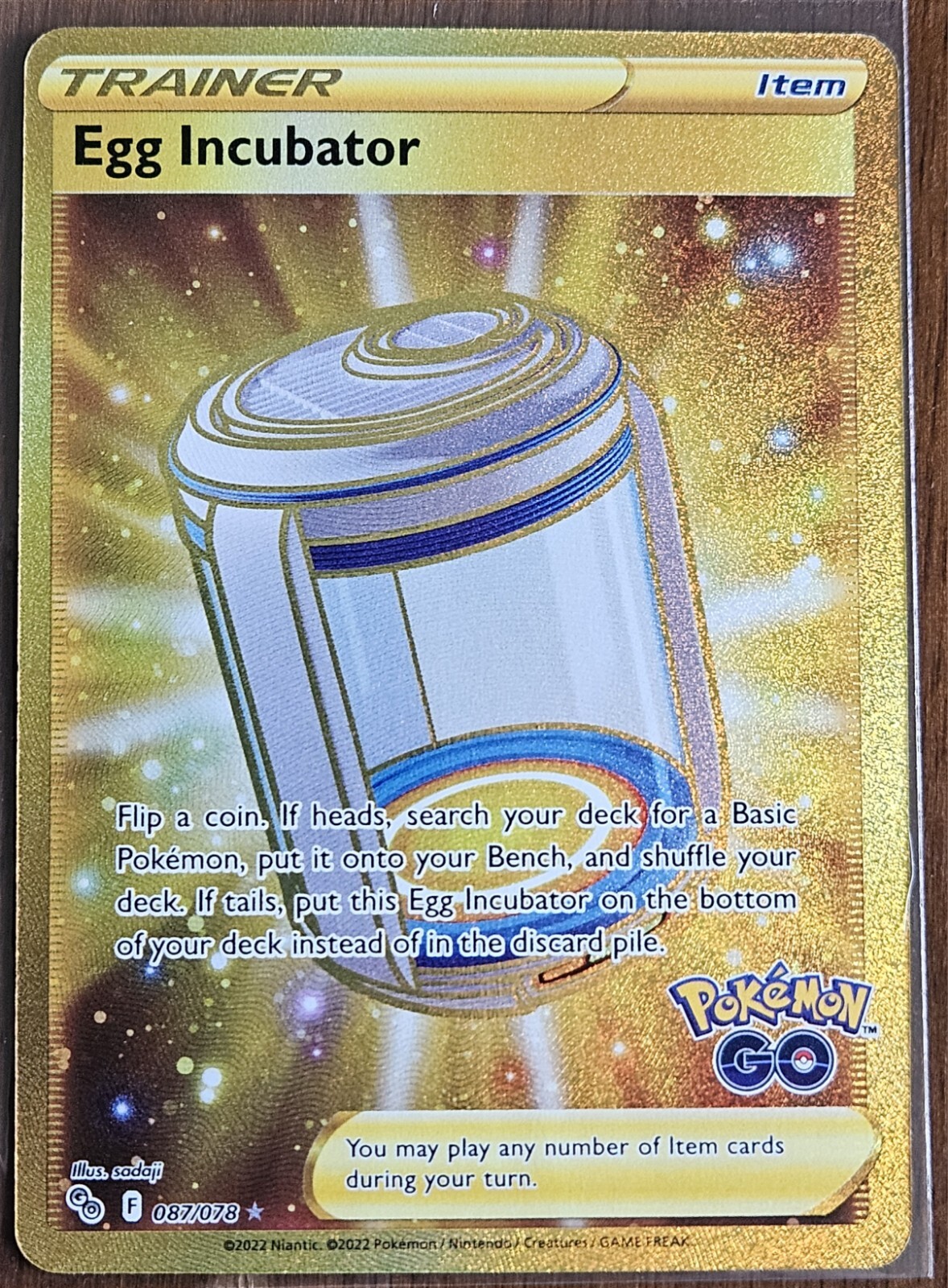 Egg Incubator 087/078 Pokemon GO Gold Secret Rare Trainer Holo 2022 087/078