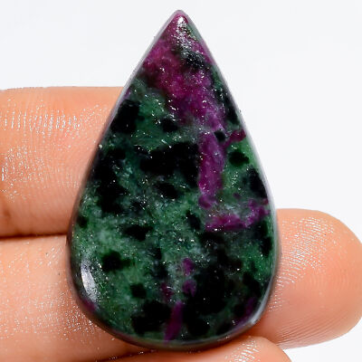 100% Natural Ruby Zoisite Pear Shape Cabochon Gemstone 44 Ct 32X20X6 mm EE-49423