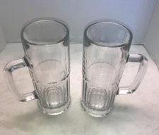 Tall Clear Glass Stein Mug Drinking Glasses Ribbed Bottom 8”