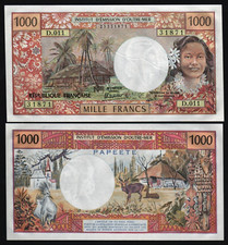 Tahiti 1000 FRANCS P-27 ND 1985 PAPEETE ( French Polynesia ) BOAT UNC Rare NOTE