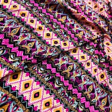 Purple and Orange Ethnic Print Nylon Spandex Fabric 4 Way Stretch for swimwear d