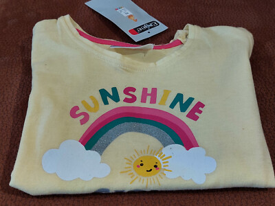 Niedliches Shirt T-Shirt ''Ergee'' Gr.86 gelb Glitzer Sonne Regenbogen Knöpfe *NEU