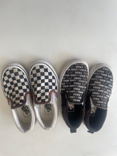 TWO Pair of Vans Shoes Vans Classic Slip-On CHECKERBOARD size 12