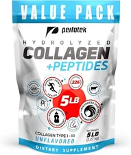 Perfotek Collagen Powder for Women Men (5Lb) Types I-III Unflavored Easy to Mix