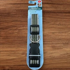 Greenbrier Kennel Club Dog Collar Large Adjustable Gray Green Stripes New