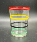 Vintage ANCHOR HOCKING Ring Ding Circus Stripe 9 oz Tumbler – 4" Paneled Glass