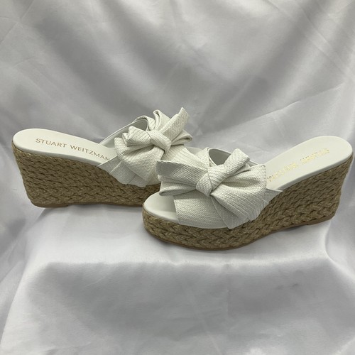 Stuart Weitzman Loveknot Espadrille Wedge Slide Raffia Size 9.5 NEW - Picture 3 of 17