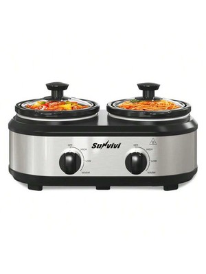 Dual Pot Slow Cooker 2 X 1.25 Qt Adjustable Portable