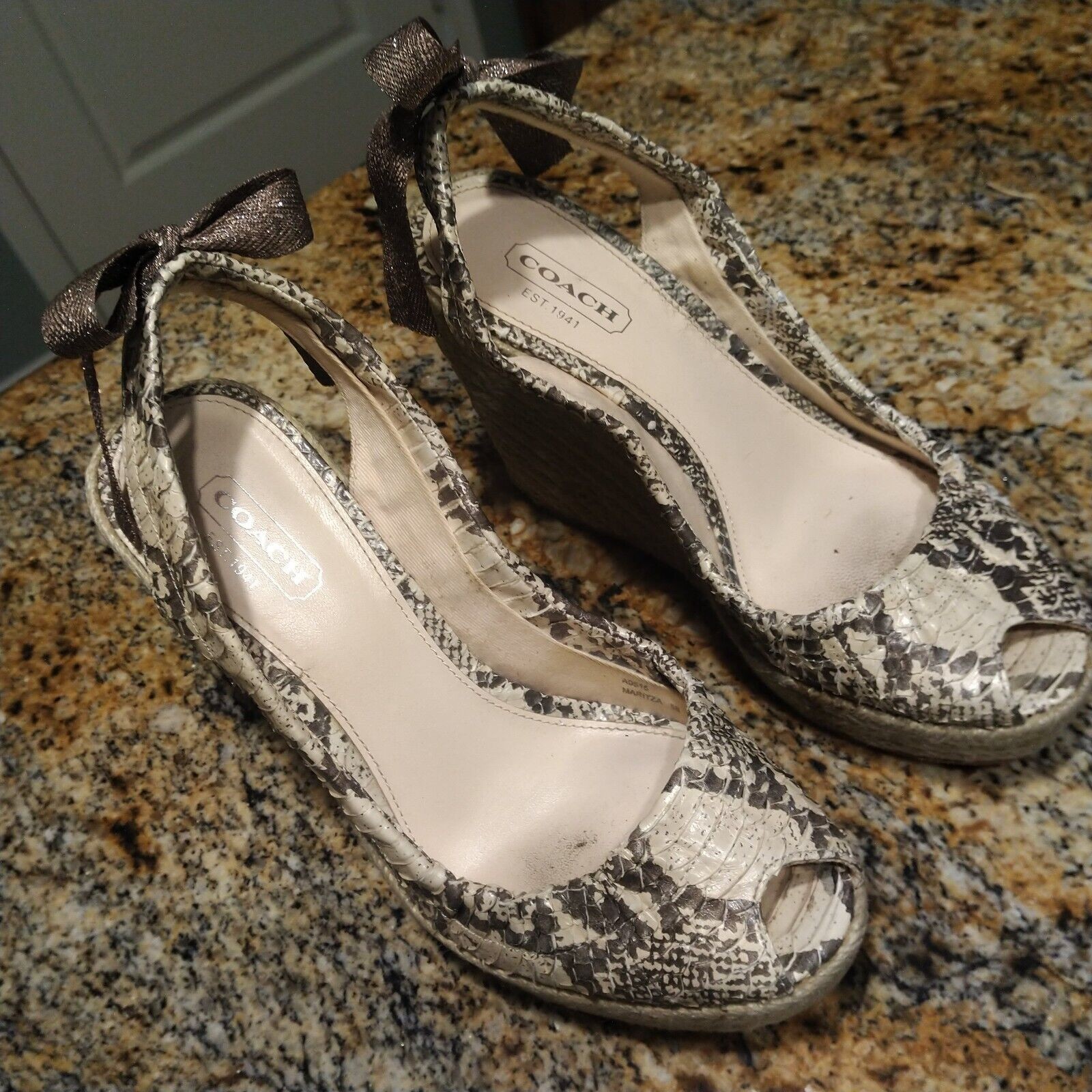 Rare Coach Maritza Python Snakeskin Bow Espadrill… - image 2