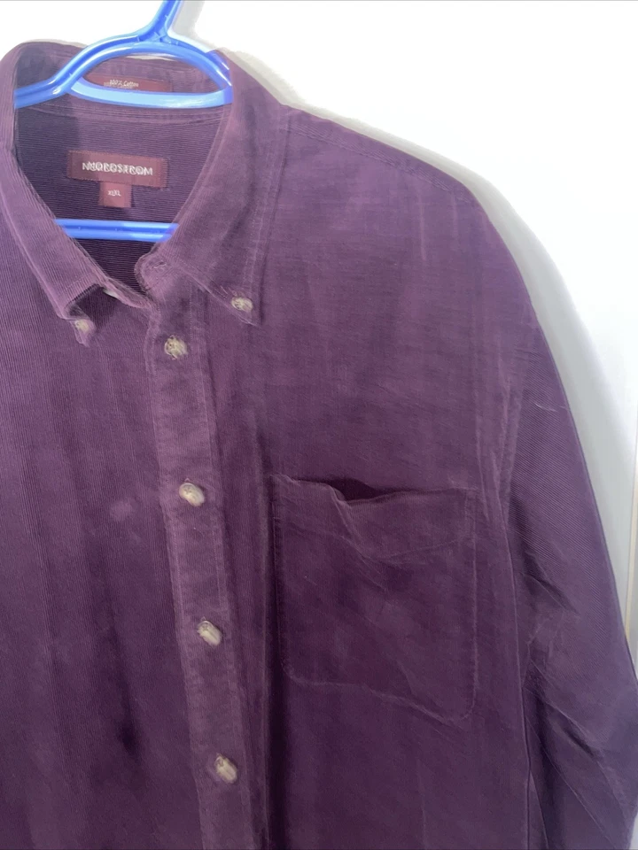 Camisa de pana Nordstrom de colección para hombre XL púrpura 100 % algodón abotonada Western D Foto 3 de 4