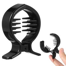 2Pcs Reusable Black Plastic Hair Bun Holder Claw Round Toothed Ponytail Clips