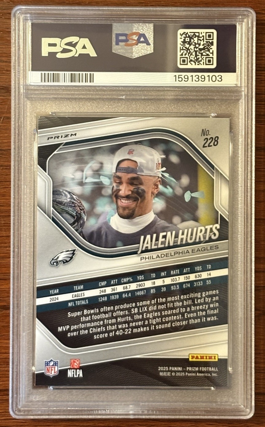 2025 Panini Prizm Jalen Hurts #228 Lazer Prizm Philadelphia Eagles PSA 9! view 2