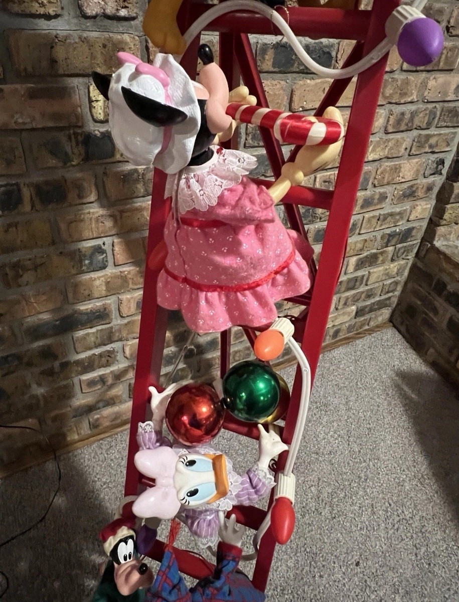 ディズニー ミッキー tree trimmer Vtg Mr Christmas Mickey's Tree Trimmers Animated 4Ft Ladder - See