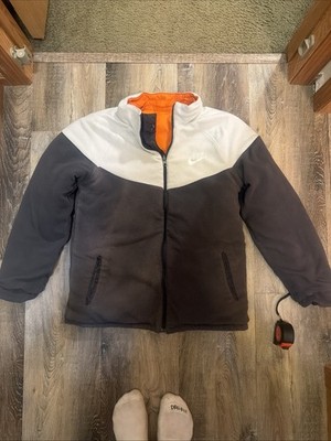 Nike Reversible Winter Charcoal/Orange/Cream Hooded Jacket Coat Men - Size M