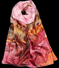 100% Silk mulberry Scarf Women shawl Wrap neckerchief floral yellow red JH3-66