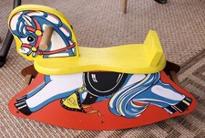 Vintage 1950s Mid Century CASS TOYS Wooden ROCKING HORSE Beautiful BRIGHT Guide