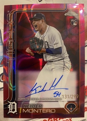 2025 Topps Chrome Update Keider Montero On Card Auto Rookie Lava  /299 Tigers