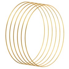 12 Inch Dream Catcher Rings, 6 Pcs Macrame Wreath Floral Round Ring Hoop, Gold