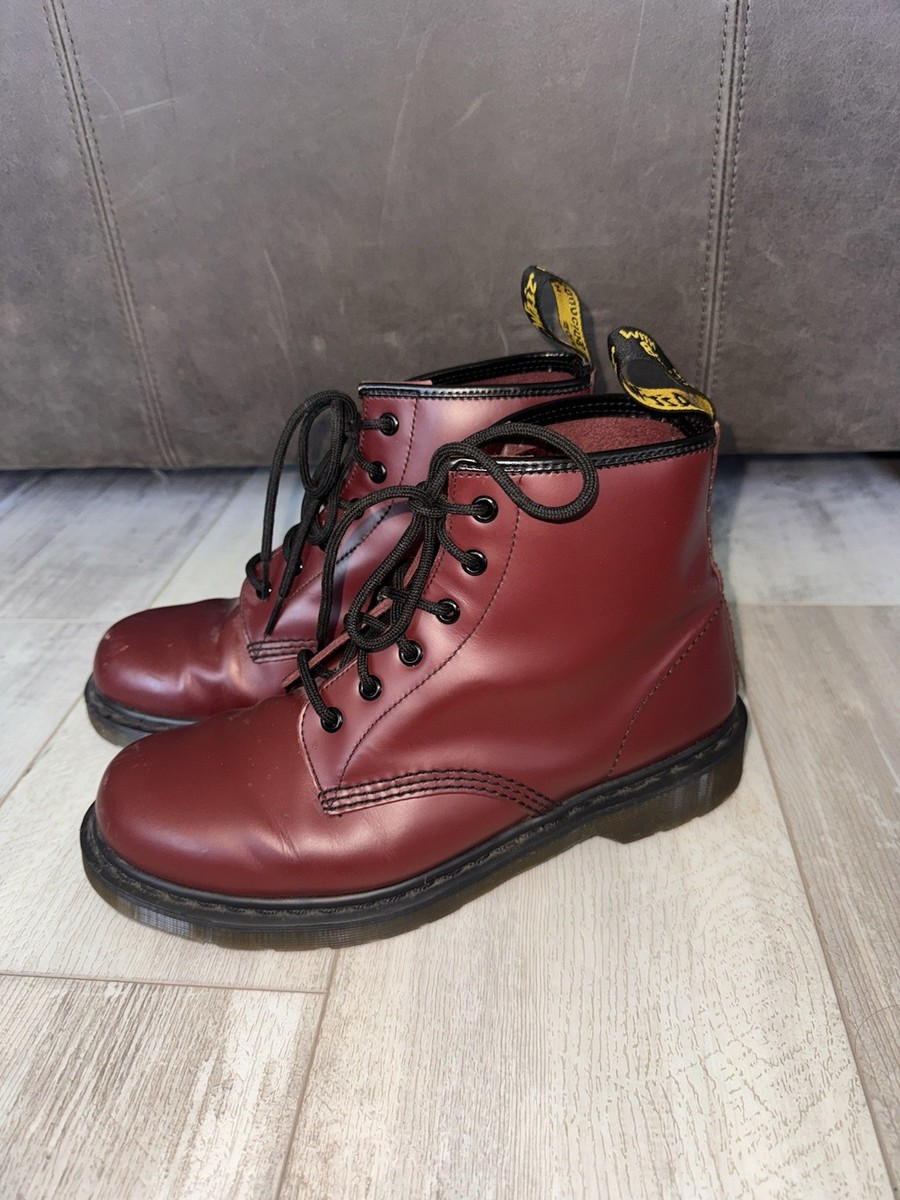 Martens 10064 101 Smooth Leather Ankle Boots Women Red Size