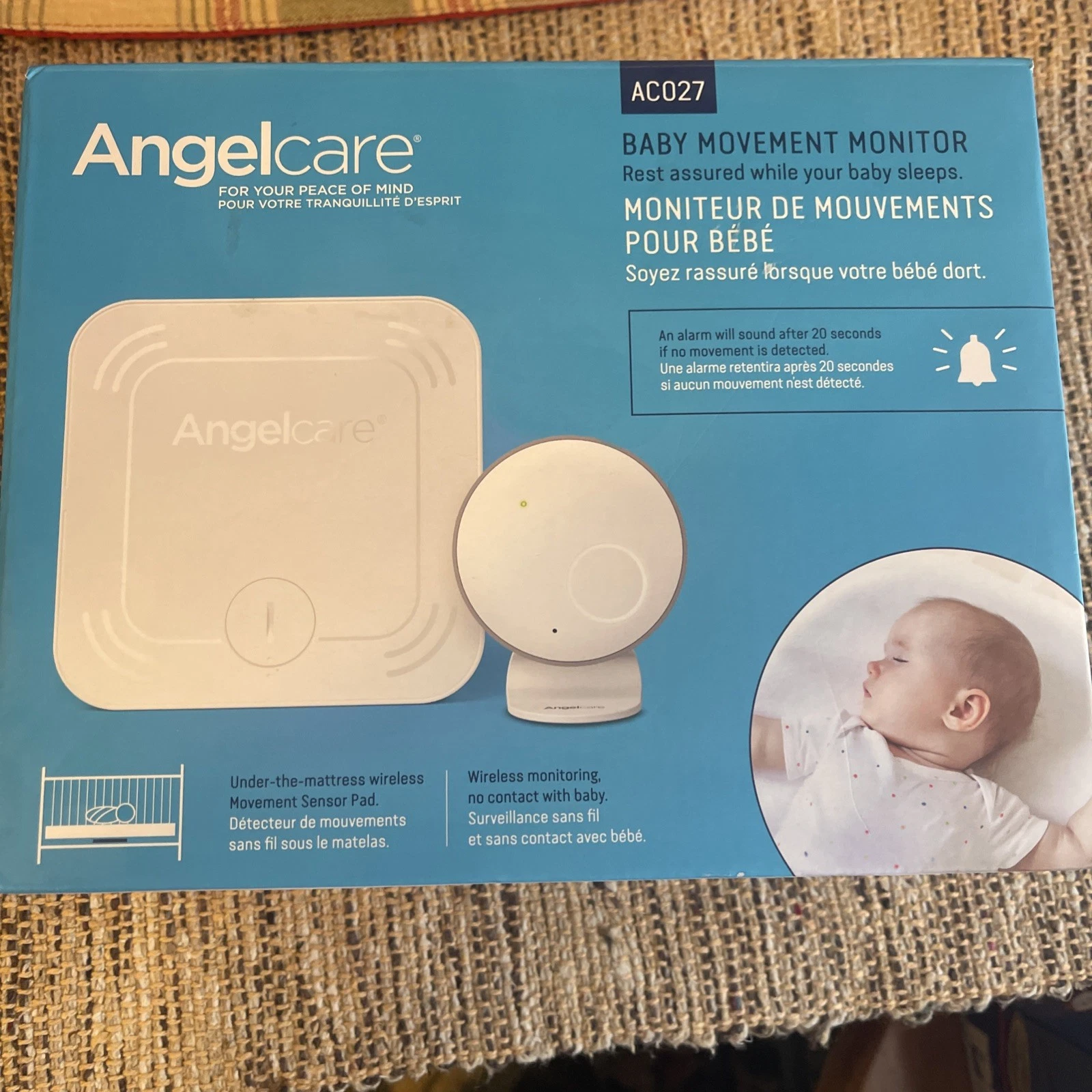 Angelcare Baby Movement Monitor with Wireless Sensor Pad AC027 COMPLETE (NEW)
