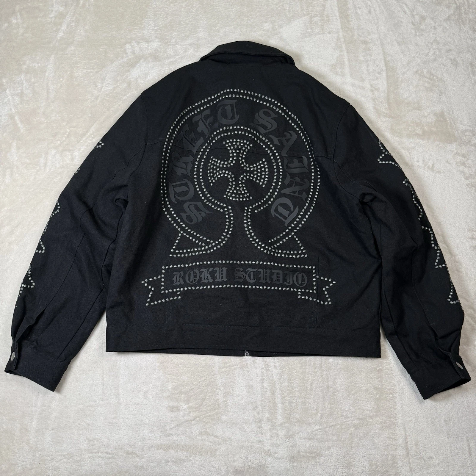 Roku Studio Street Saint Studded Canvas Jacket Size Small Black image 7