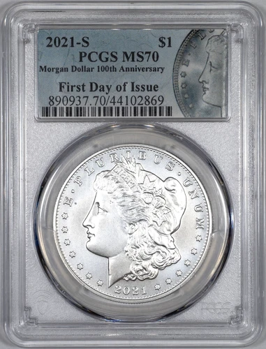 2021-S PCGS MS70 Morgan Silver Dollar First Day of Issue 100th Anniversary