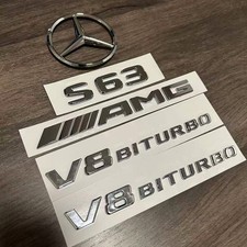 Mercedes Benz S63 AMG V8 BITURBO Emblem Aufkleber Silber W222 Badge Sticker Mercedes Benz S63 AMG V8 BITURBO Emblem Aufkleber Silber W222 Badge Sticker