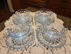 Anchor Hocking Blue Bubble Depression Glass Cup & Saucers - set of 4    (b)