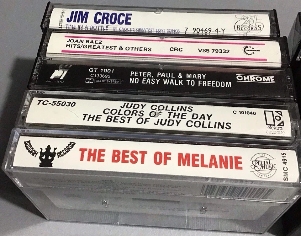 Folk Music 1960s Lot Of 14 Cassette Tapes Phil Ochs Donovan Melanie Jim Croce++ - Image 2 of 4
