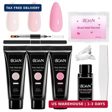 Poly Nail Gel Kit 3 Colors -Pink Nude White- Poly Extension Gel with Dual Forms