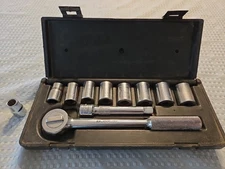 Nice Vintage S-K Tools 1/2" Dr 11 Piece SAE Socket Set Ratchet 42470 Case Hard