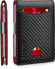 Slim RFID Wallet for Men   Minimalist Bifold Card Holder with Money Clip