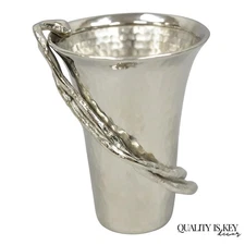 Michael Aram Twig Hand Hammered Stainless Steel Silver Plated Small Goblet Cup