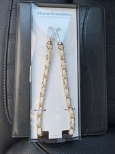 Cute Phone Crossbody - Universal Fits Any Phone Case. Cream and Gold Color