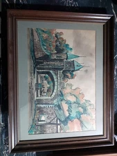 Art Ink And Watercolor Port Of Loais Quebec Signed