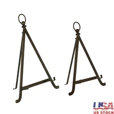 Bronze Metal Tabletop Triangle Easel Set of 2 Decorative Art Display Stand New