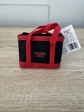 Trader Joes Micro Tote w/Grocery Bag 2 In 1 Mini LIMITED Edition 3" Red Handle