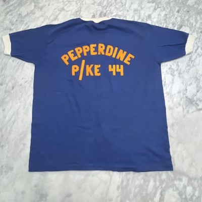 Vintage Pepperdine University  Bruce  Sports Ringer T Shirt XLarge 46 Stedman