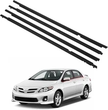 ZONFANT 4 Pcs Black Car Outer Door Window Moulding Trim Weatherstrip 