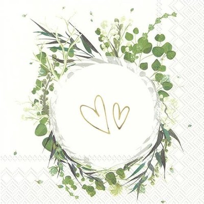 20 Servietten Hochzeit It´s a Celebration gold Herz gold Kranz Tischdeko 33x33cm