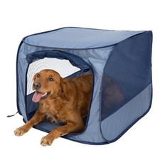 Soft Sided Open Dog Crate Portable with Mesh Windows Large Blue