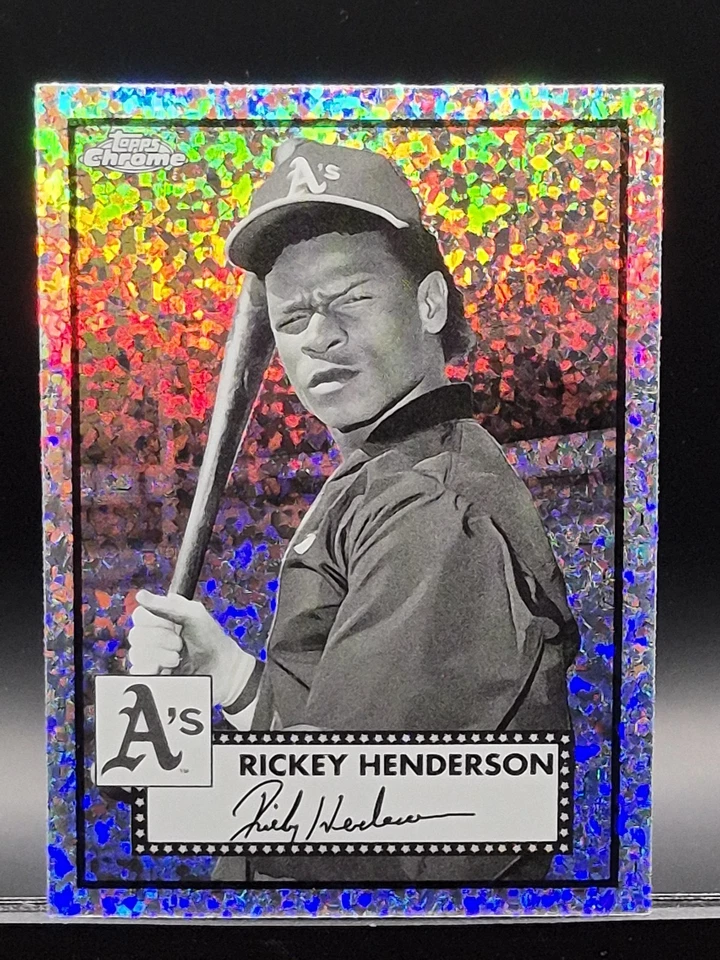 2021 Topps Chrome Platinum Anniv Rickey Henderson Black & White Mini-Diamond SP! - Image 4 of 4