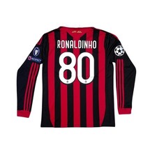 Camiseta local Ac Milan 2009/2010 manga larga - Camiseta Ronaldinho #80