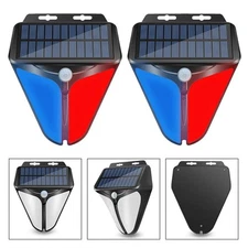 2PKS Solar Alarm Light Strobe Light Wireless Motion Sensor Detector Outdoor LED