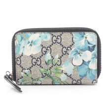 Portafoglio GUCCI GG Blooms portamonete zip 546354 tela beige blu verde usato...